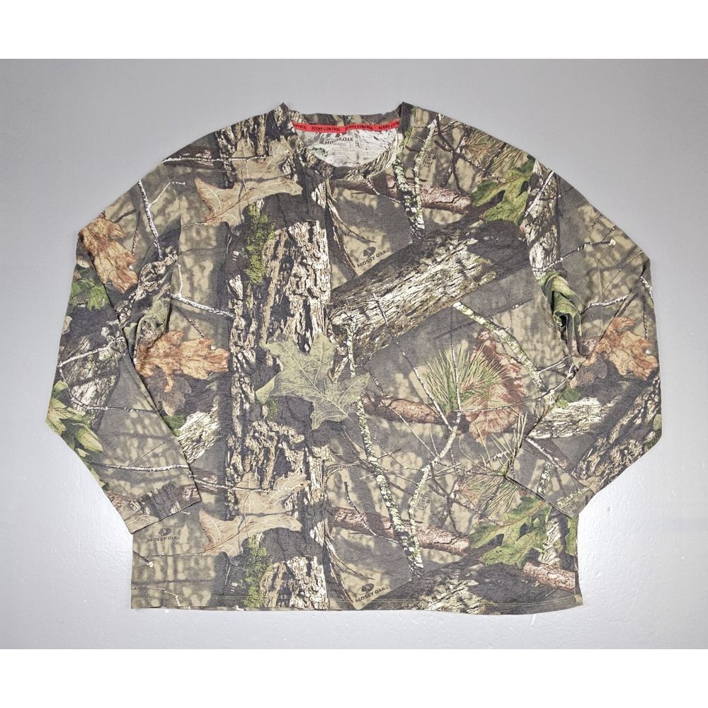 Mossy Oak Long‎ Sleeve Camo T-Shirt Mens 3XL. Scent Control Camoflauge.